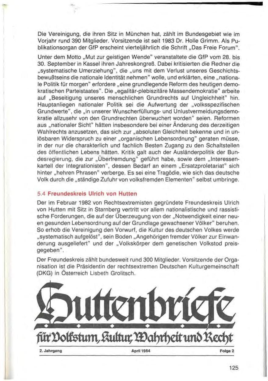 Seite 125 des Verfassungsschutzbericht 1984 Bayern