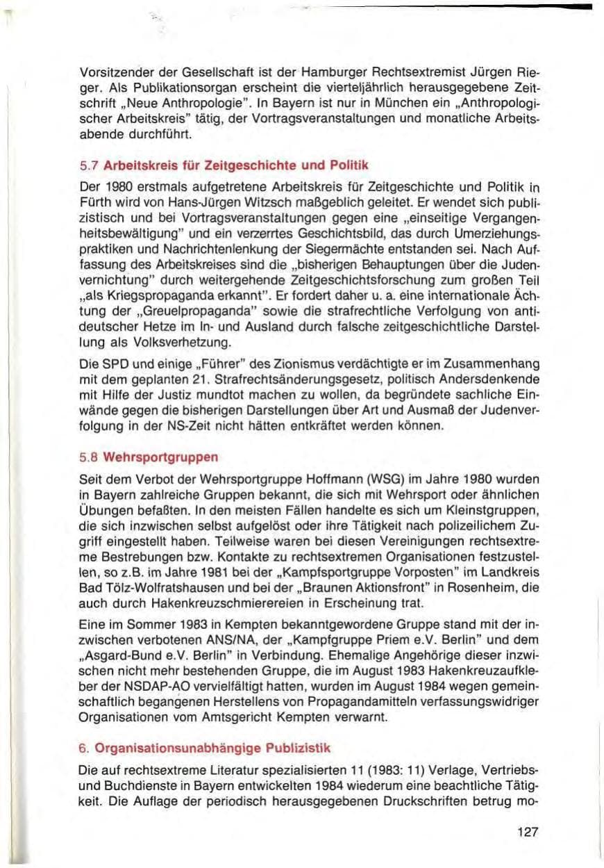 Seite 127 des Verfassungsschutzbericht 1984 Bayern
