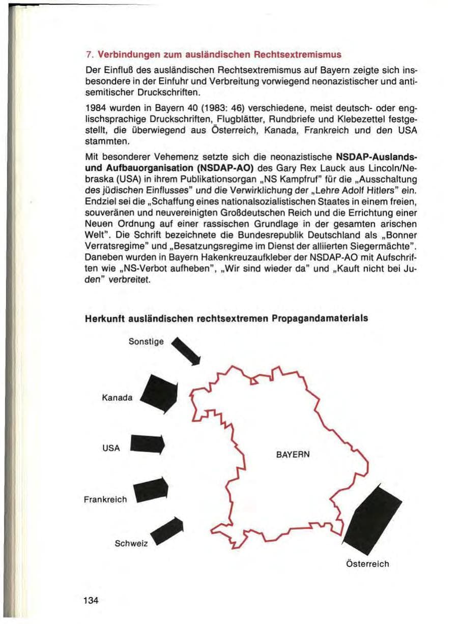 Seite 134 des Verfassungsschutzbericht 1984 Bayern