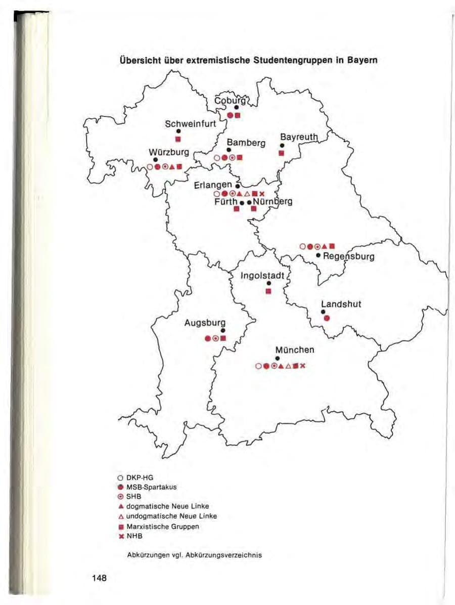 Seite 148 des Verfassungsschutzbericht 1984 Bayern