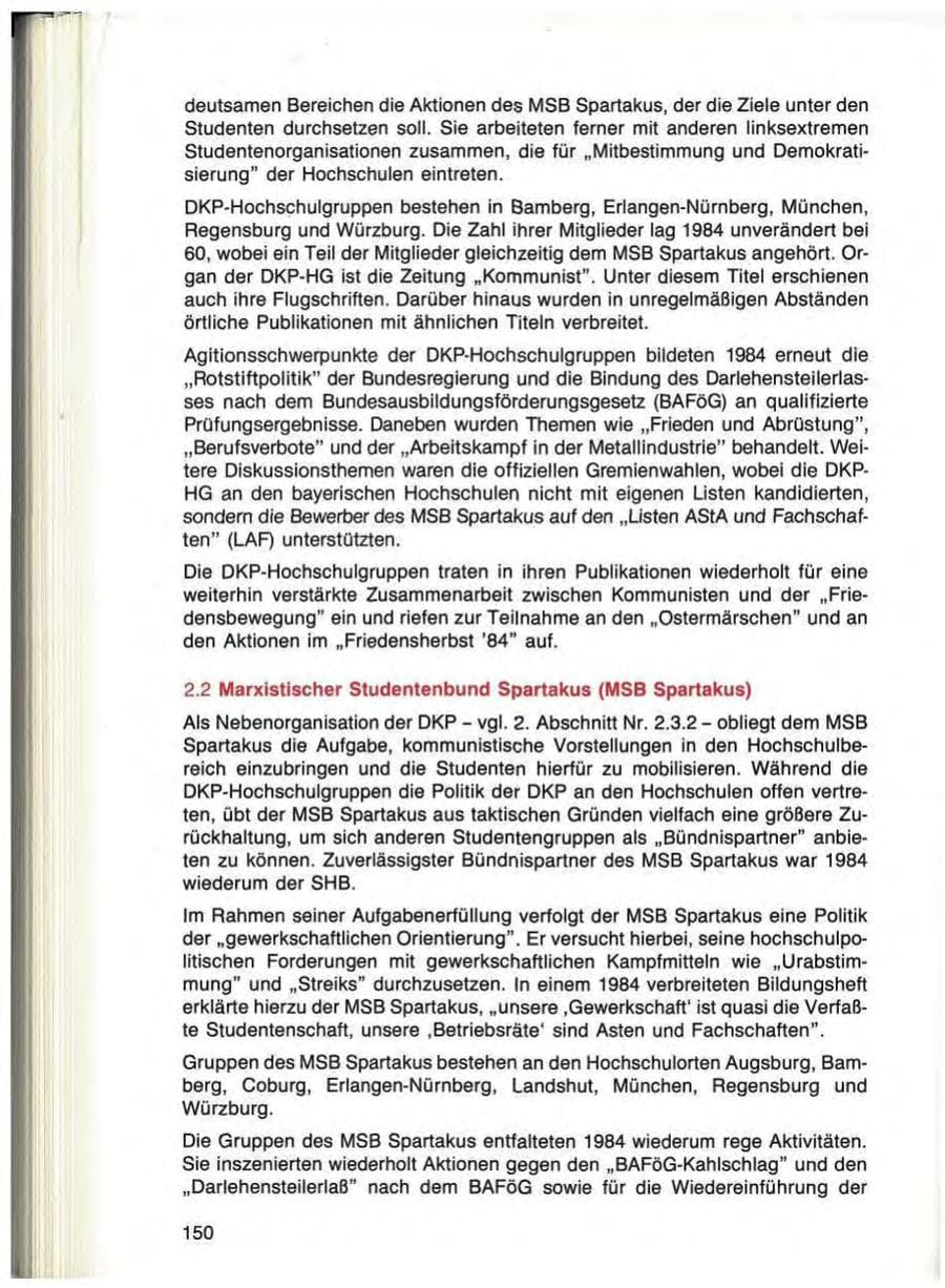 Seite 150 des Verfassungsschutzbericht 1984 Bayern
