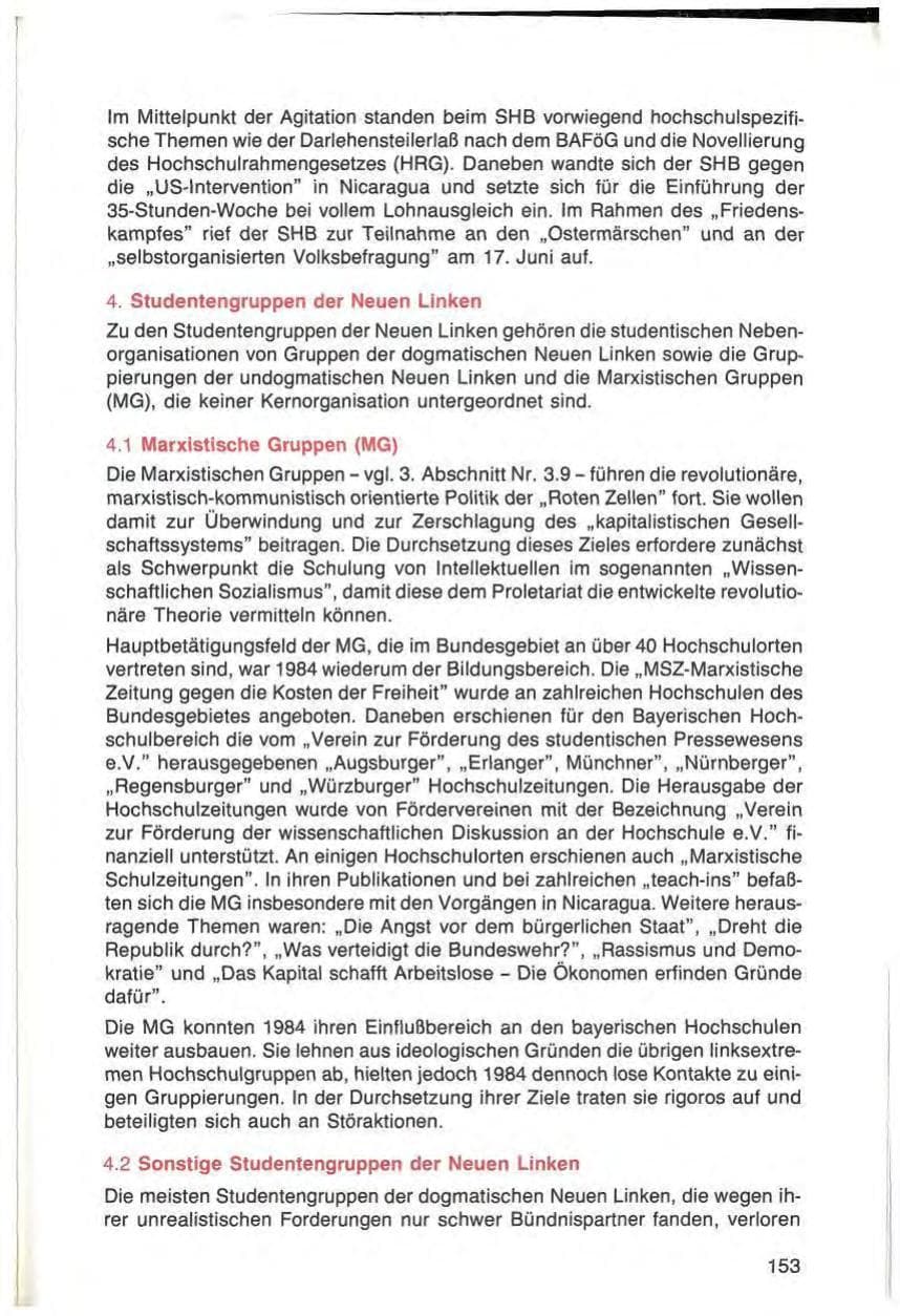 Seite 153 des Verfassungsschutzbericht 1984 Bayern