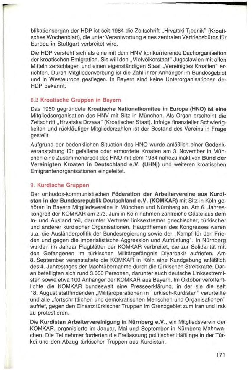 Seite 171 des Verfassungsschutzbericht 1984 Bayern