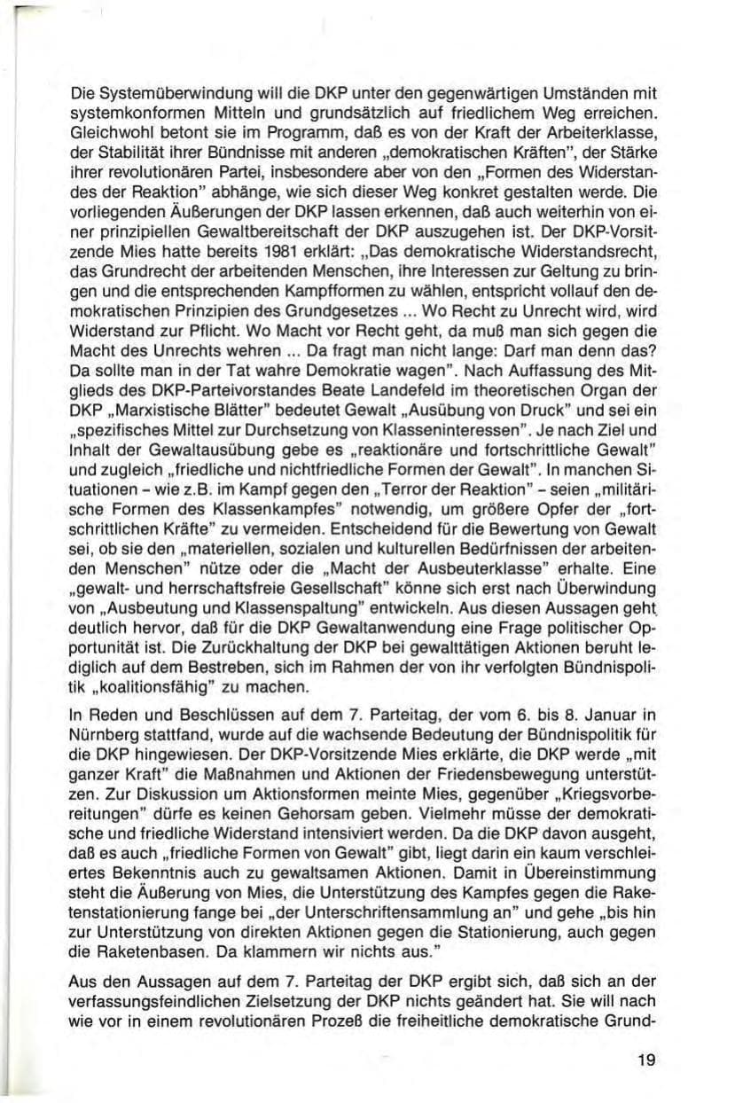 Seite 19 des Verfassungsschutzbericht 1984 Bayern