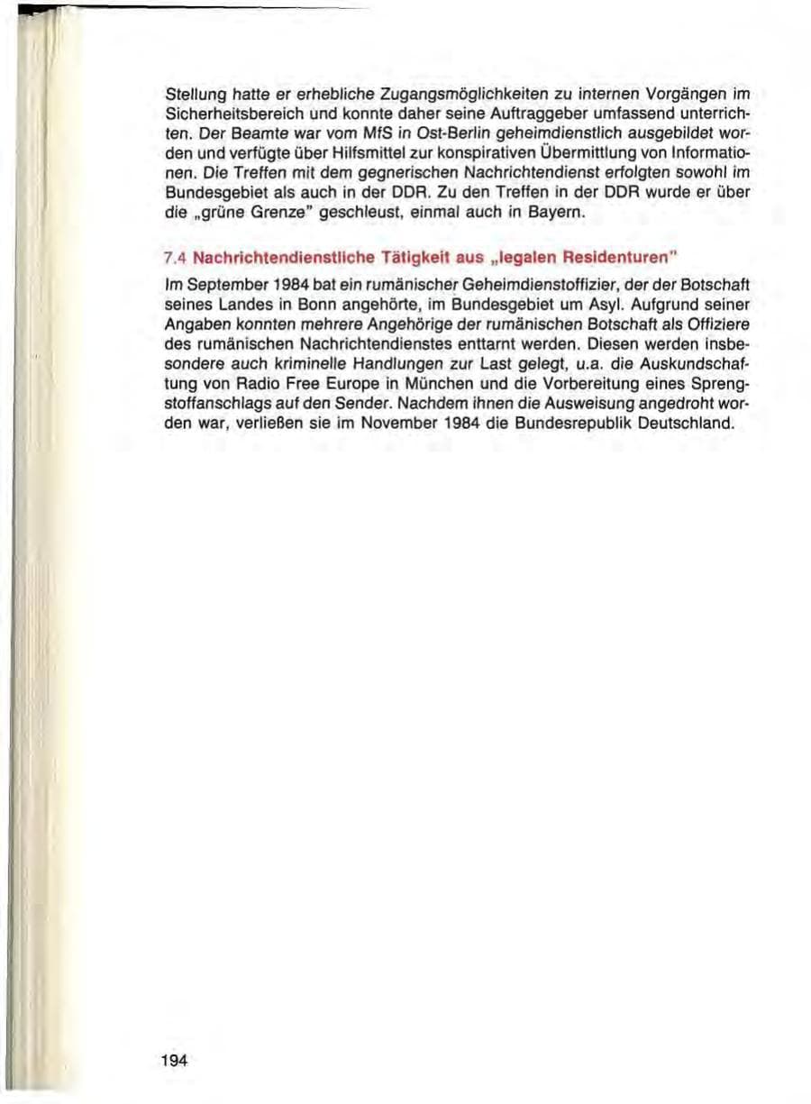 Seite 194 des Verfassungsschutzbericht 1984 Bayern