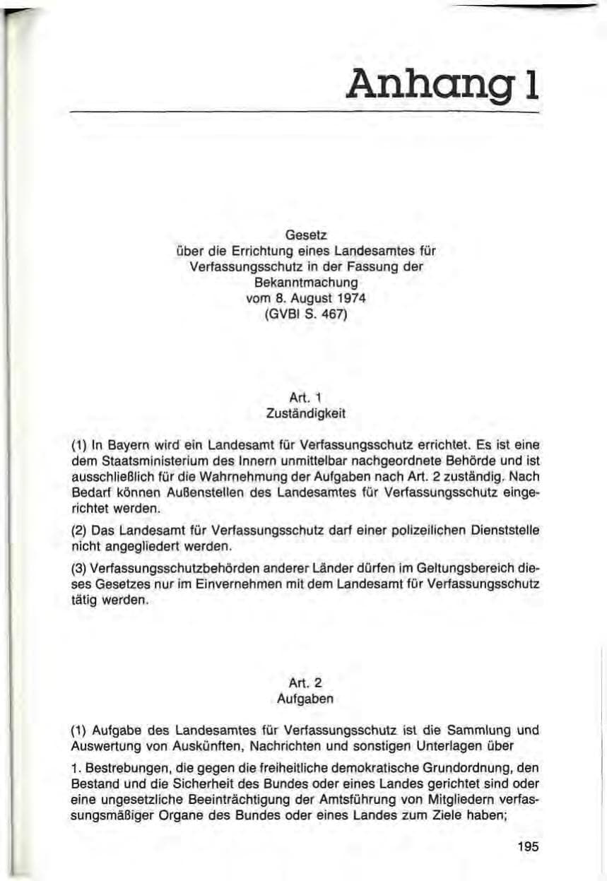 Seite 195 des Verfassungsschutzbericht 1984 Bayern