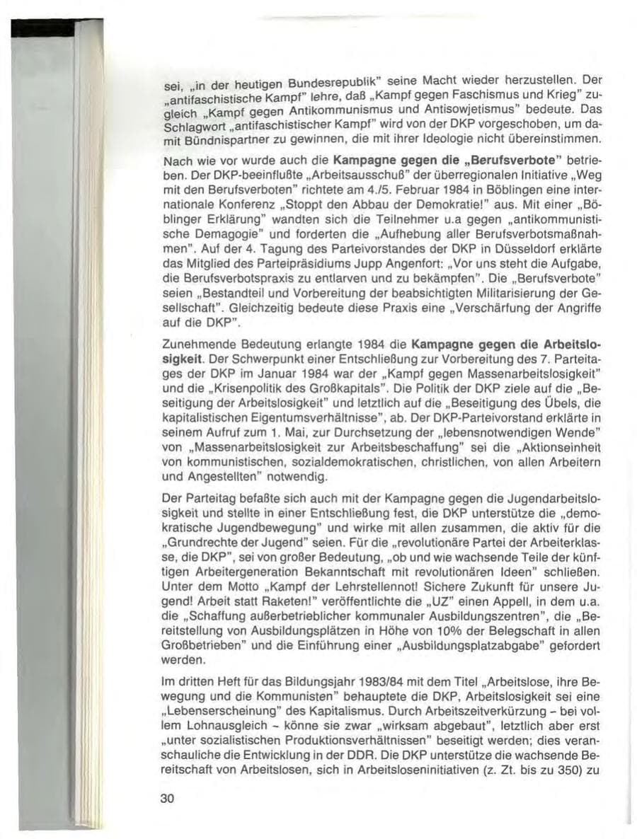 Seite 30 des Verfassungsschutzbericht 1984 Bayern