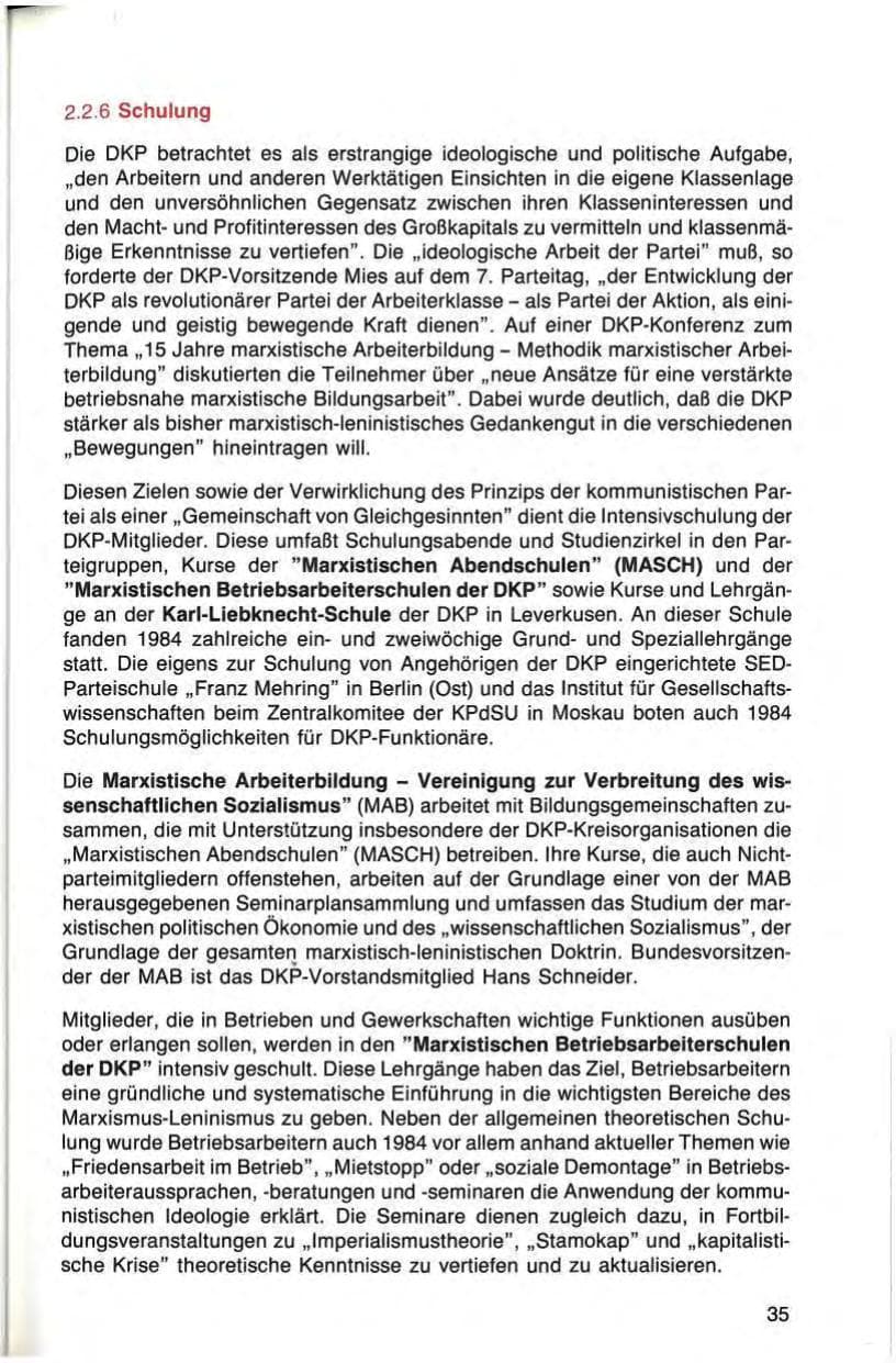 Seite 35 des Verfassungsschutzbericht 1984 Bayern