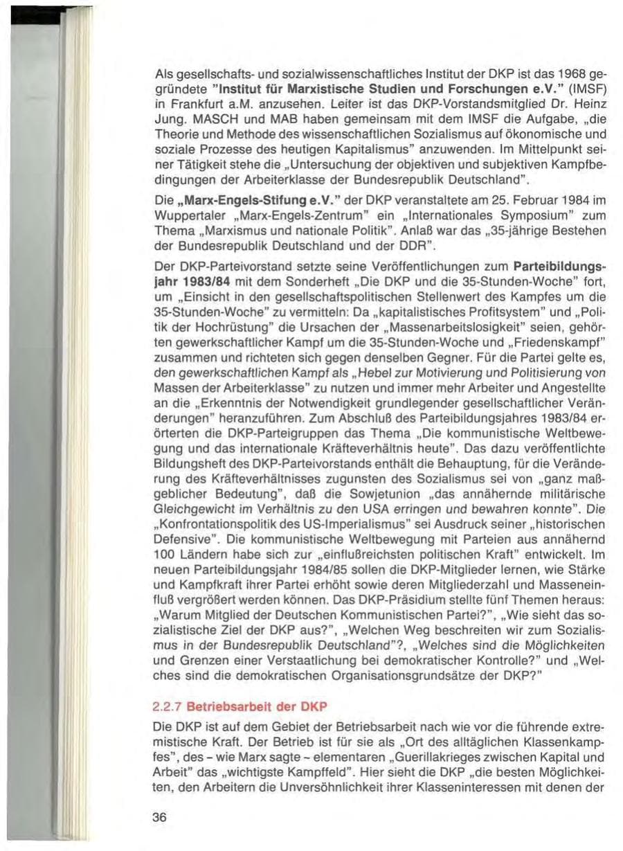 Seite 36 des Verfassungsschutzbericht 1984 Bayern