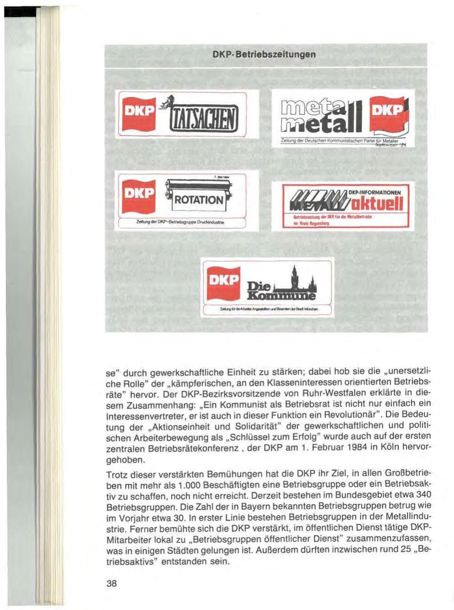 Seite 38 des Verfassungsschutzbericht 1984 Bayern