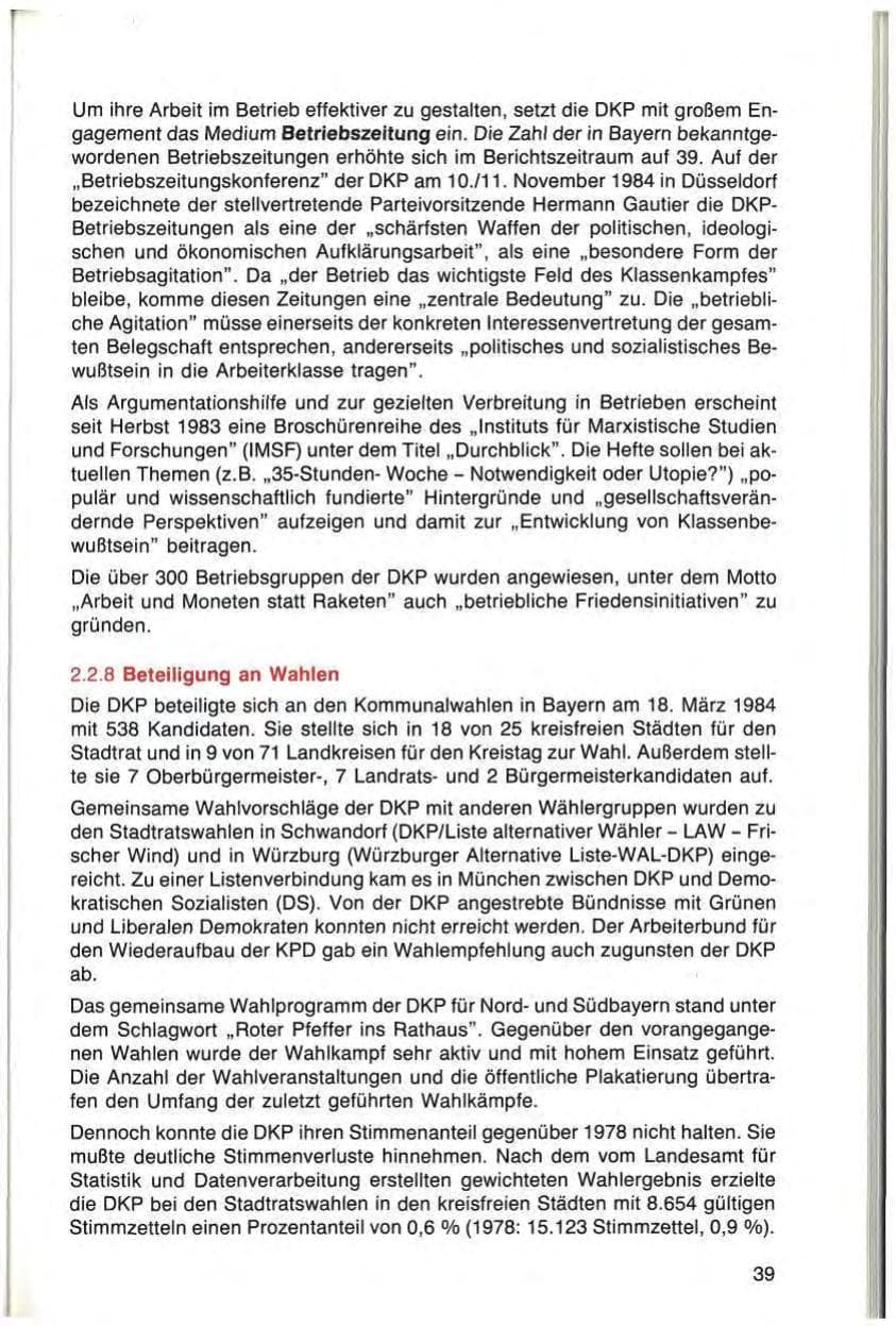 Seite 39 des Verfassungsschutzbericht 1984 Bayern