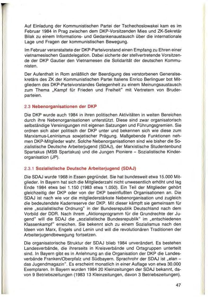 Seite 47 des Verfassungsschutzbericht 1984 Bayern