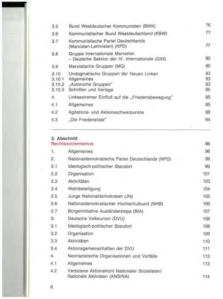 Seite 6 des Verfassungsschutzbericht 1984 Bayern