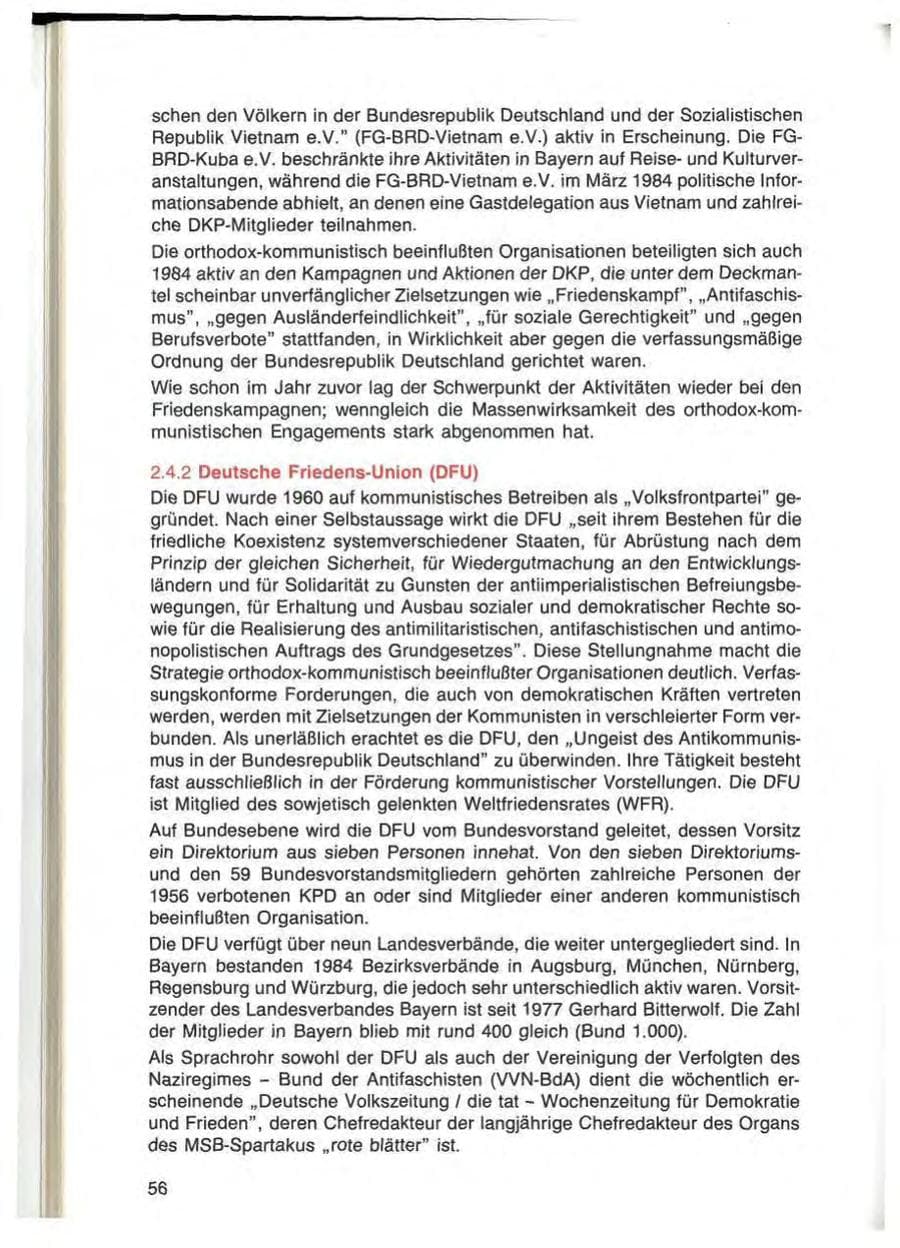 Seite 56 des Verfassungsschutzbericht 1984 Bayern