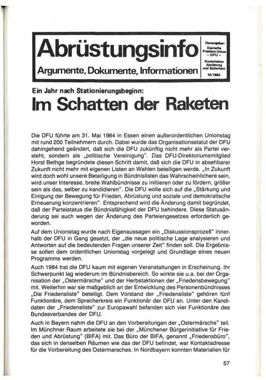 Seite 57 des Verfassungsschutzbericht 1984 Bayern
