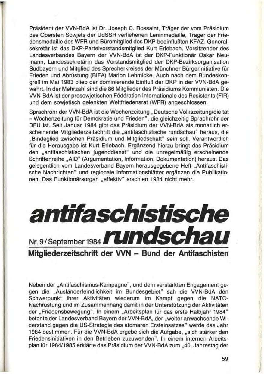 Seite 59 des Verfassungsschutzbericht 1984 Bayern