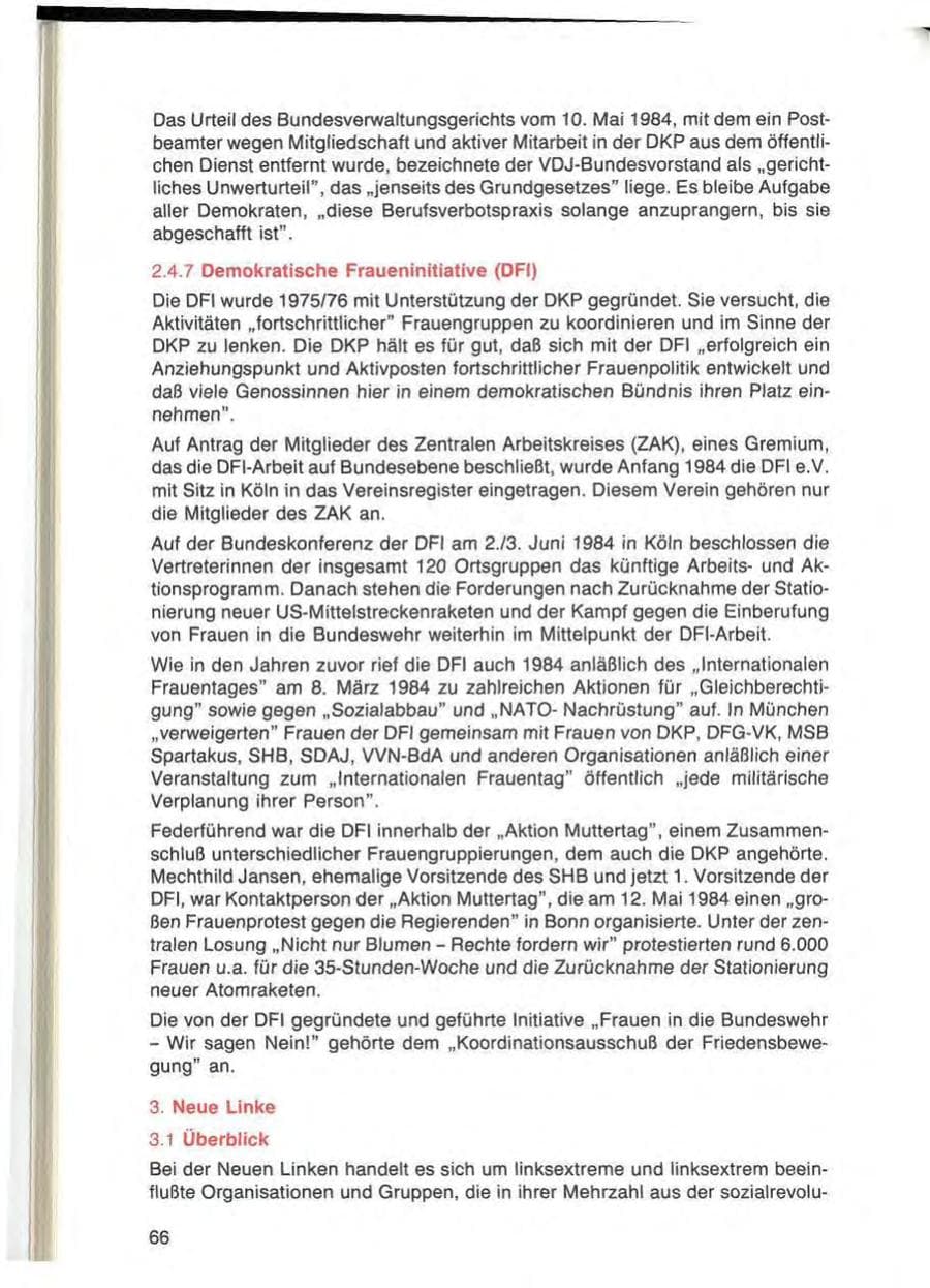 Seite 66 des Verfassungsschutzbericht 1984 Bayern