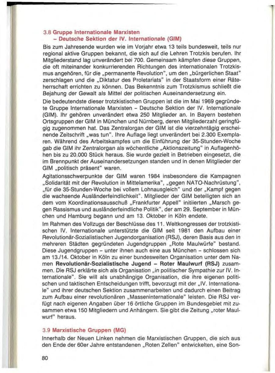 Seite 80 des Verfassungsschutzbericht 1984 Bayern