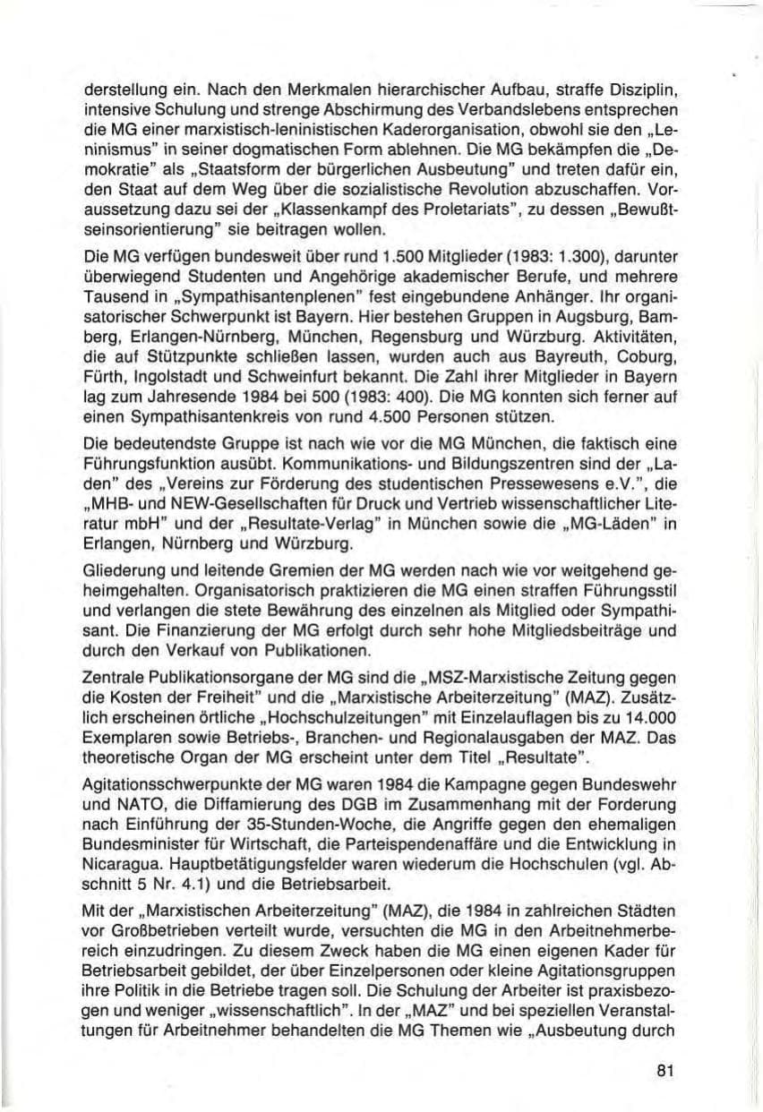Seite 81 des Verfassungsschutzbericht 1984 Bayern