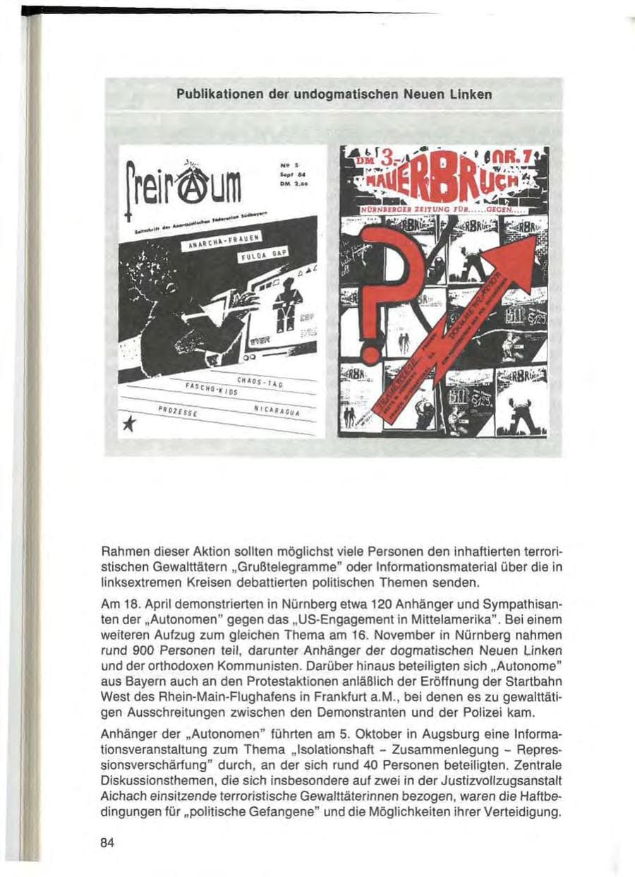 Seite 84 des Verfassungsschutzbericht 1984 Bayern