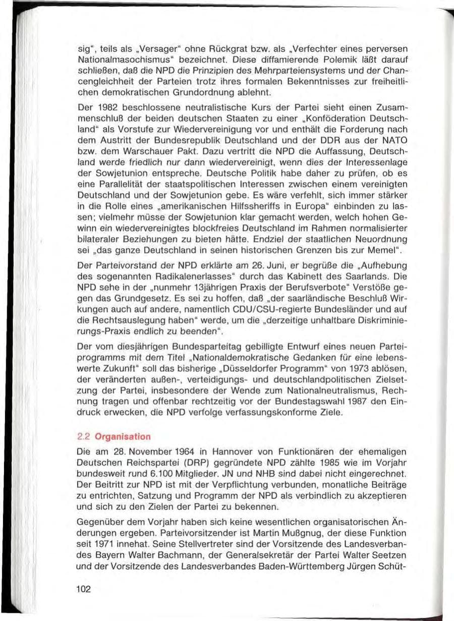 Seite 102 des Verfassungsschutzbericht 1985 Bayern