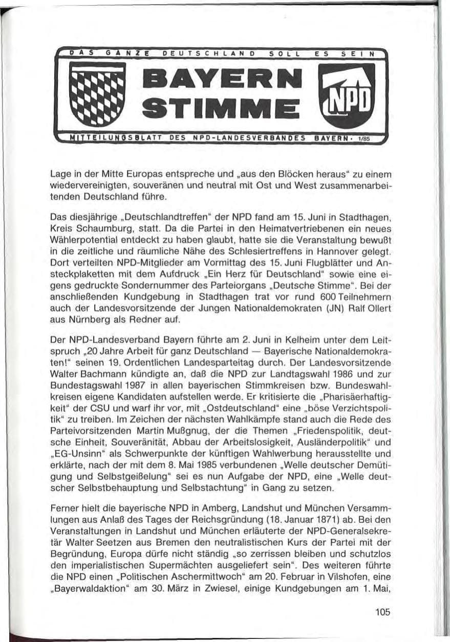 Seite 105 des Verfassungsschutzbericht 1985 Bayern