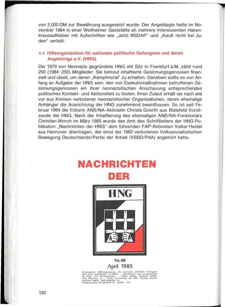 Seite 120 des Verfassungsschutzbericht 1985 Bayern