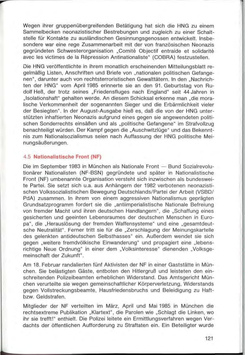 Seite 121 des Verfassungsschutzbericht 1985 Bayern