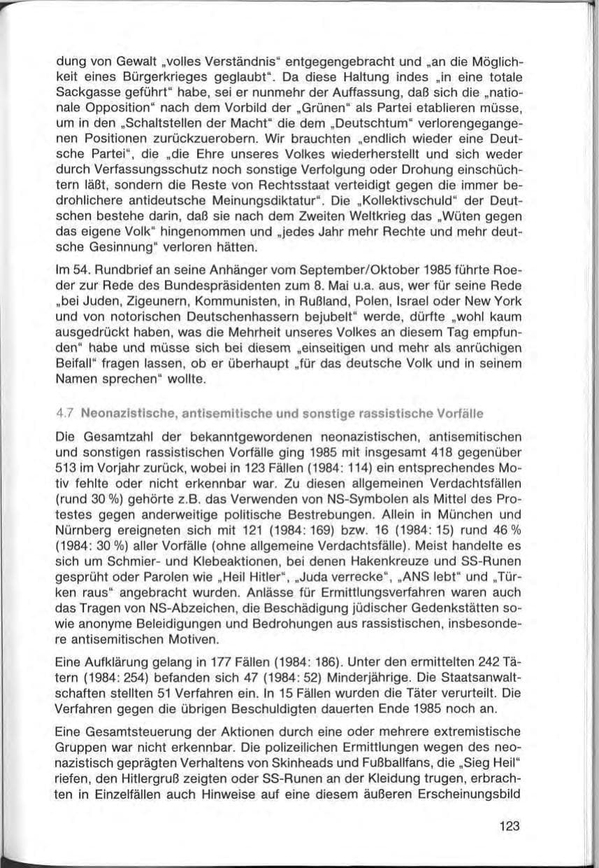 Seite 123 des Verfassungsschutzbericht 1985 Bayern