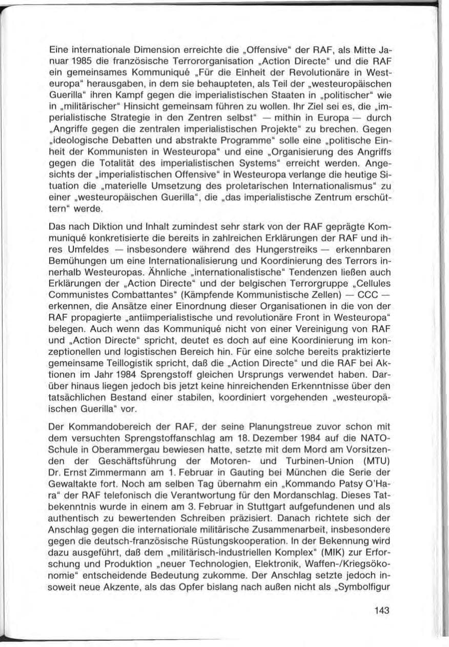 Seite 143 des Verfassungsschutzbericht 1985 Bayern