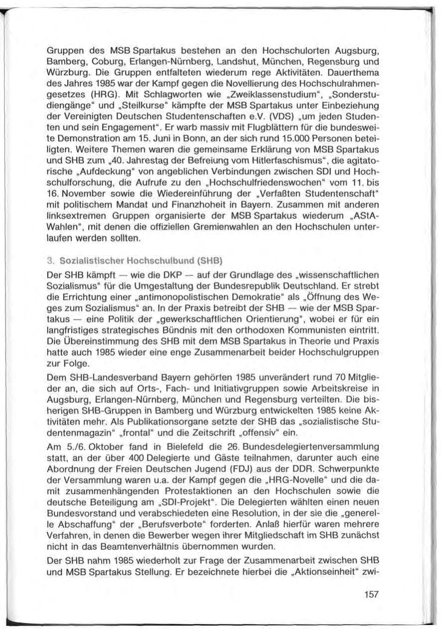 Seite 157 des Verfassungsschutzbericht 1985 Bayern