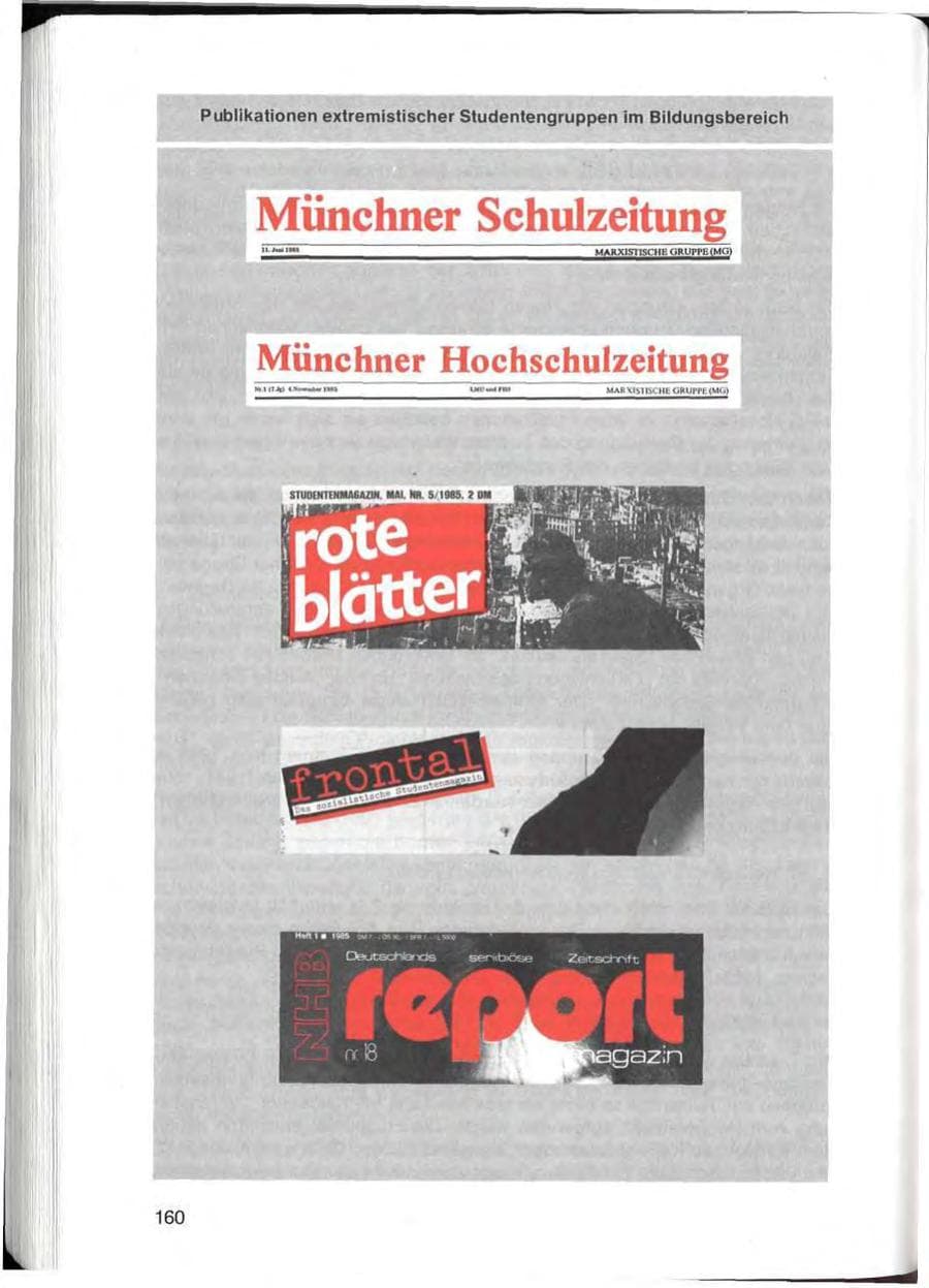 Seite 160 des Verfassungsschutzbericht 1985 Bayern