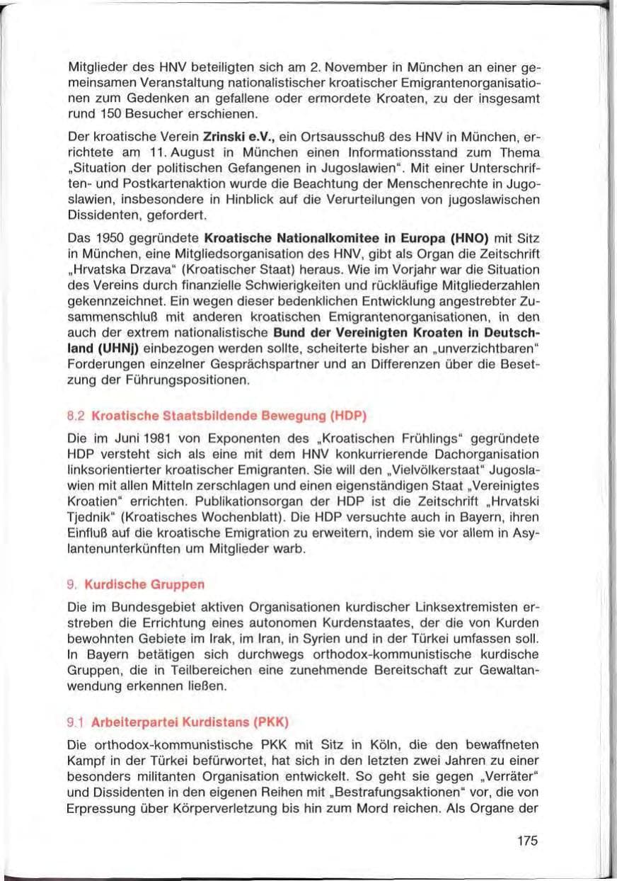 Seite 175 des Verfassungsschutzbericht 1985 Bayern