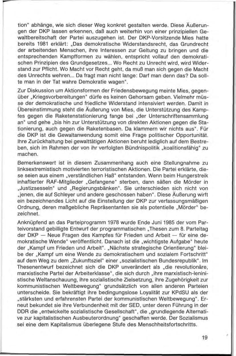 Seite 19 des Verfassungsschutzbericht 1985 Bayern