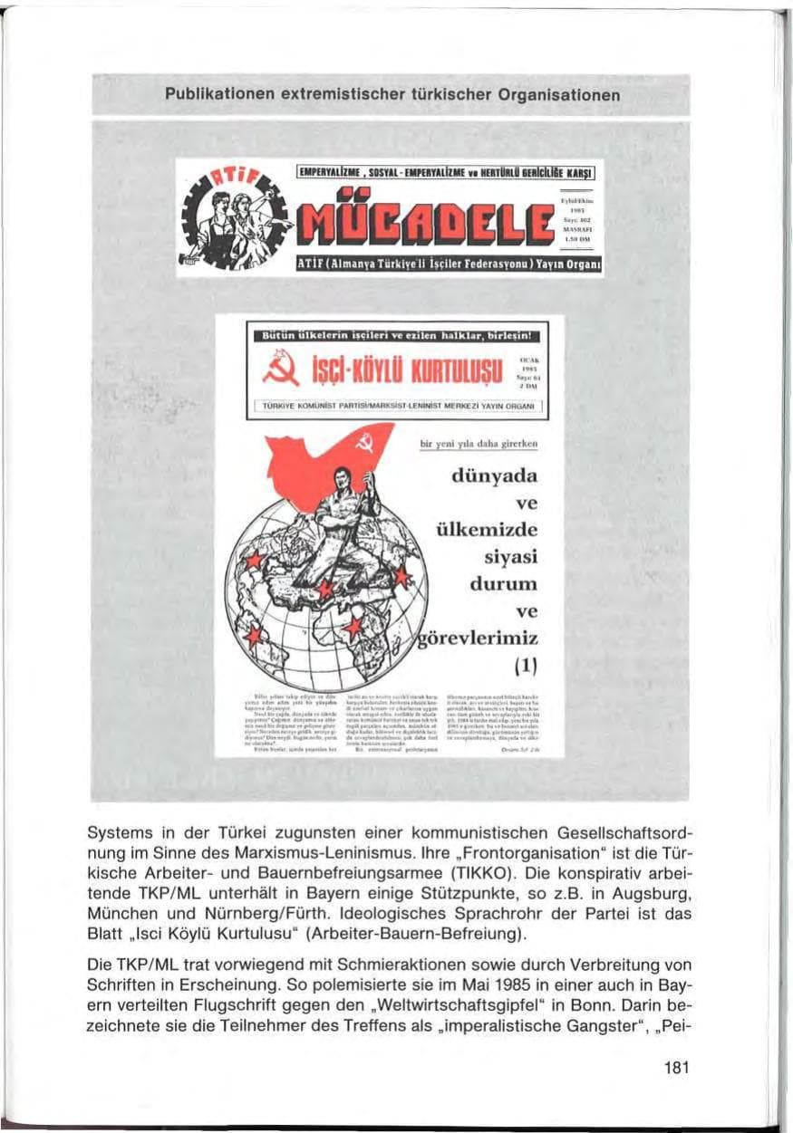 Seite 181 des Verfassungsschutzbericht 1985 Bayern