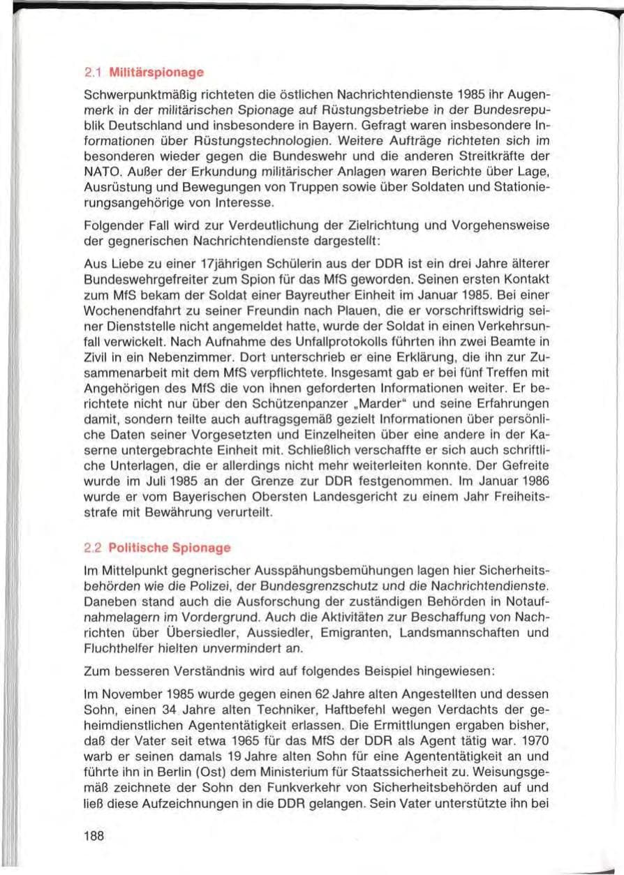Seite 188 des Verfassungsschutzbericht 1985 Bayern