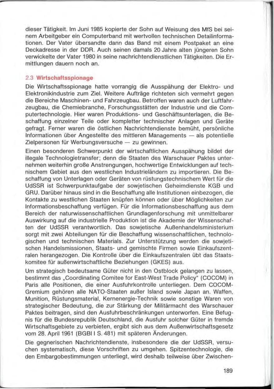 Seite 189 des Verfassungsschutzbericht 1985 Bayern