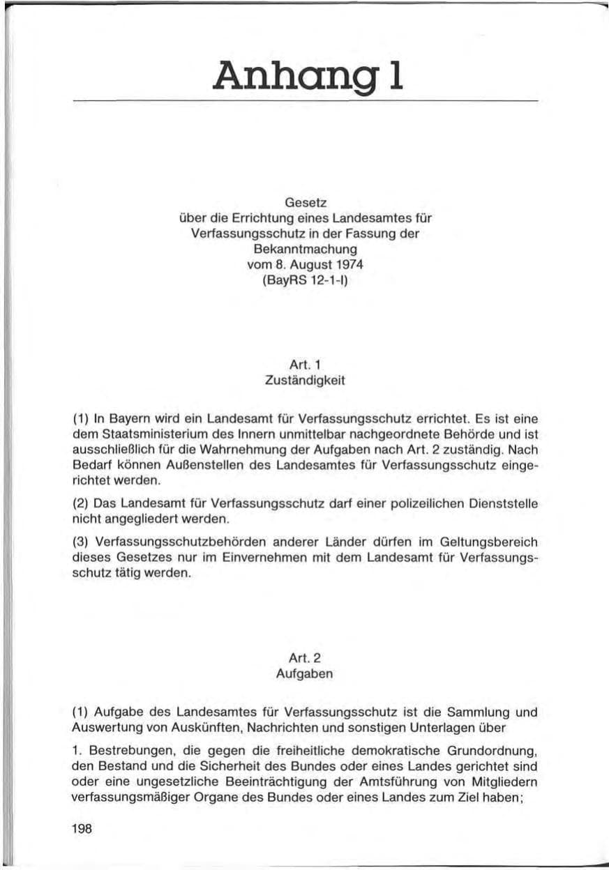 Seite 198 des Verfassungsschutzbericht 1985 Bayern