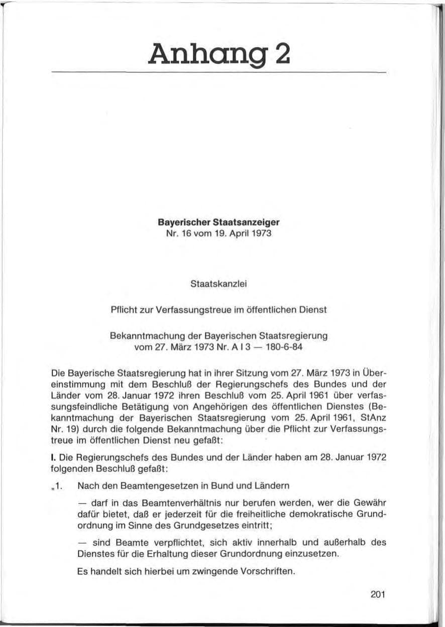 Seite 201 des Verfassungsschutzbericht 1985 Bayern