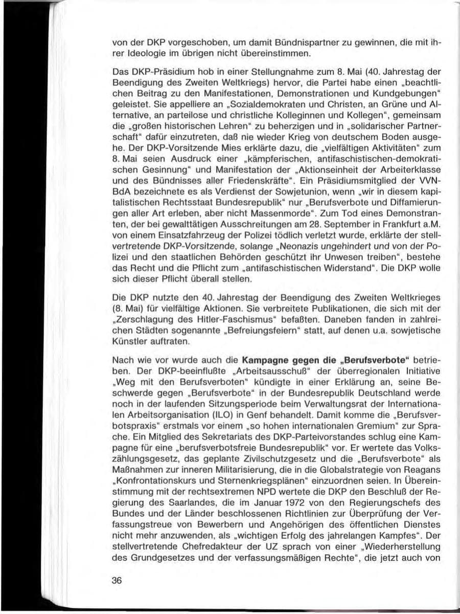 Seite 36 des Verfassungsschutzbericht 1985 Bayern