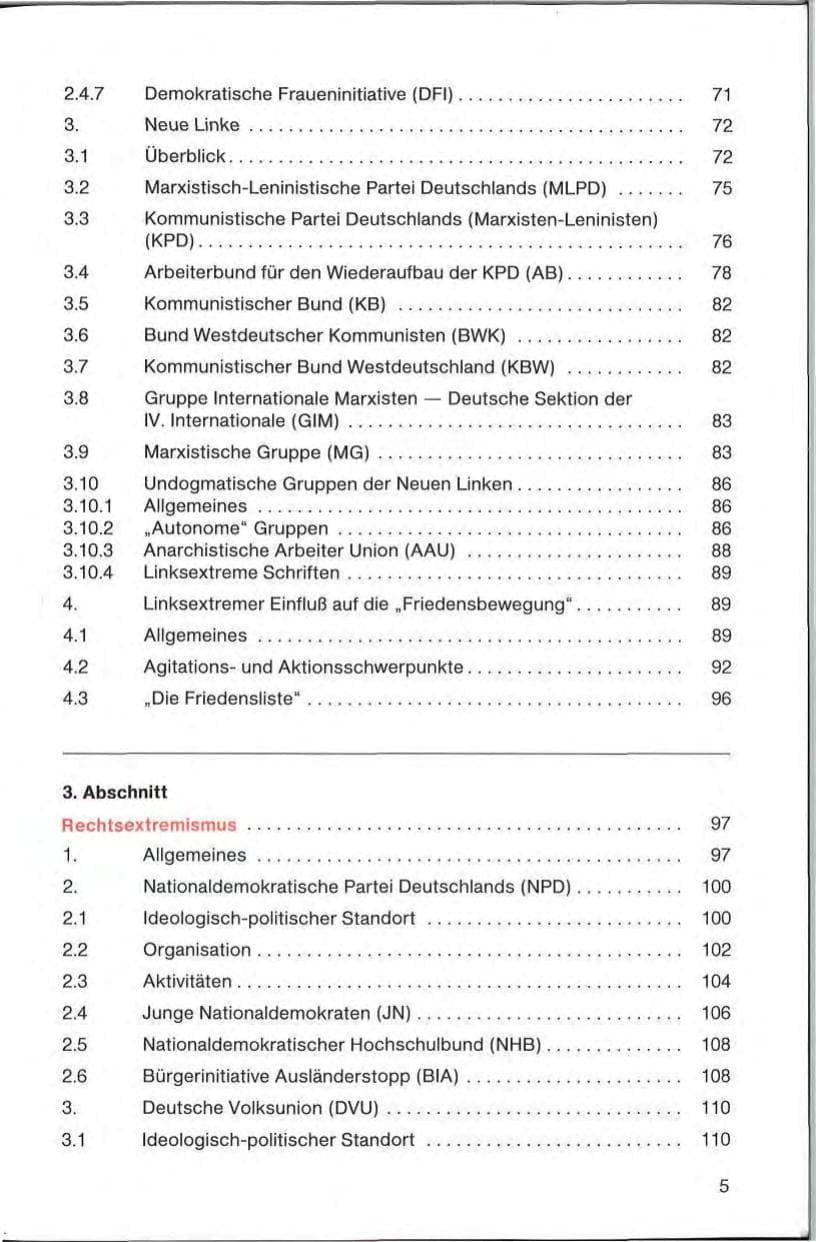 Seite 5 des Verfassungsschutzbericht 1985 Bayern