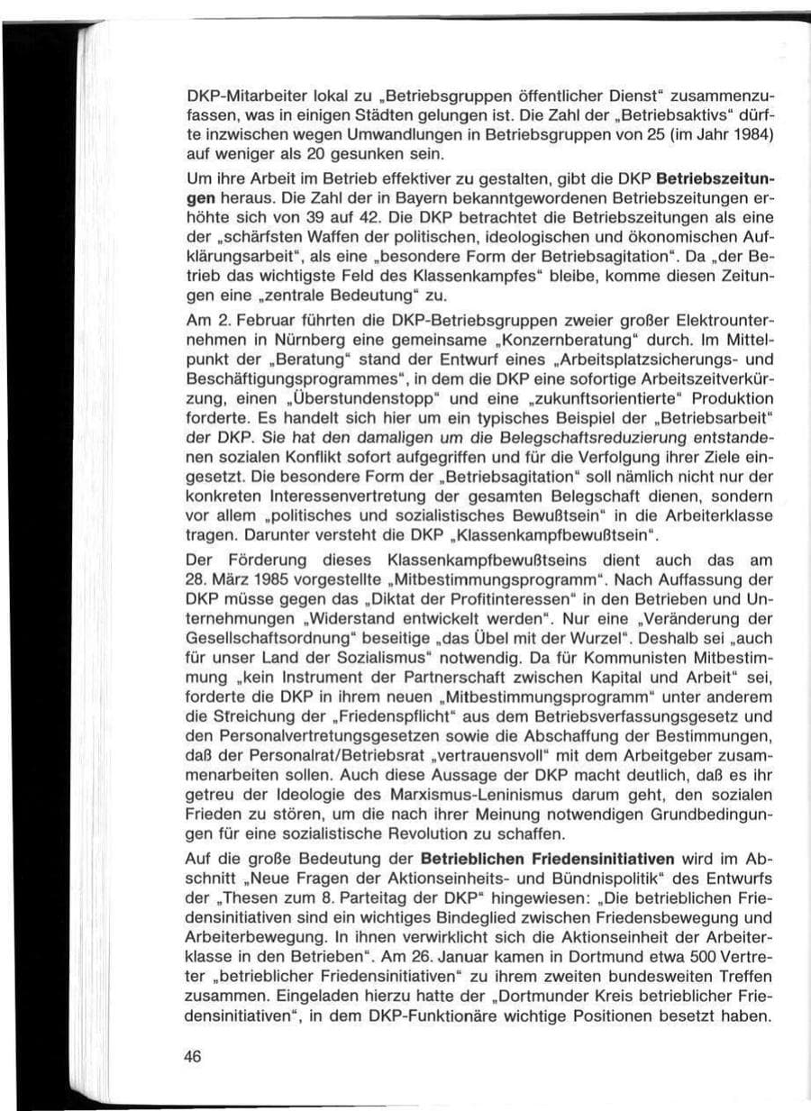 Seite 46 des Verfassungsschutzbericht 1985 Bayern