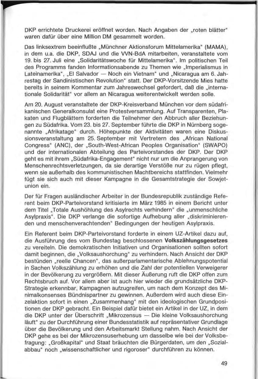 Seite 49 des Verfassungsschutzbericht 1985 Bayern
