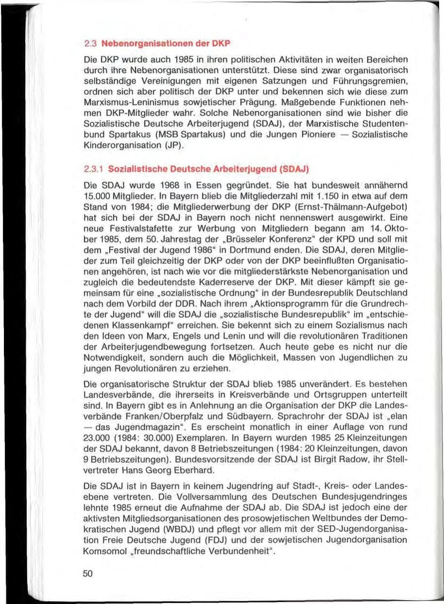 Seite 50 des Verfassungsschutzbericht 1985 Bayern