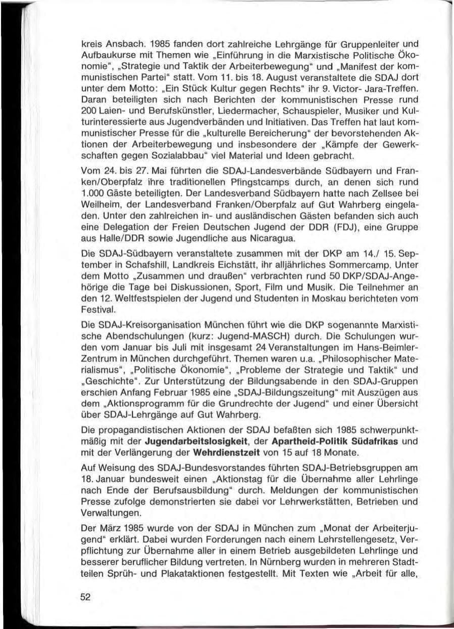 Seite 52 des Verfassungsschutzbericht 1985 Bayern