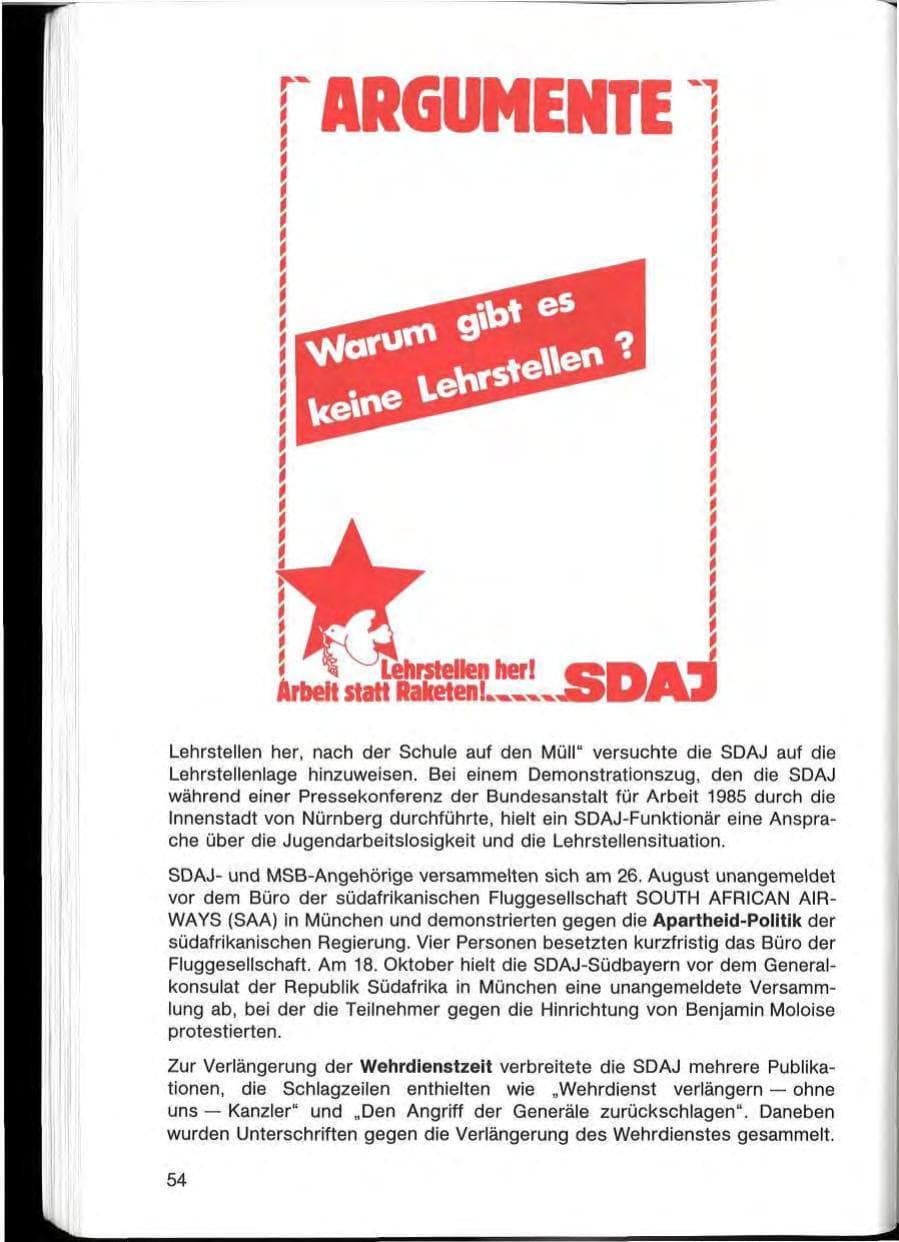 Seite 54 des Verfassungsschutzbericht 1985 Bayern