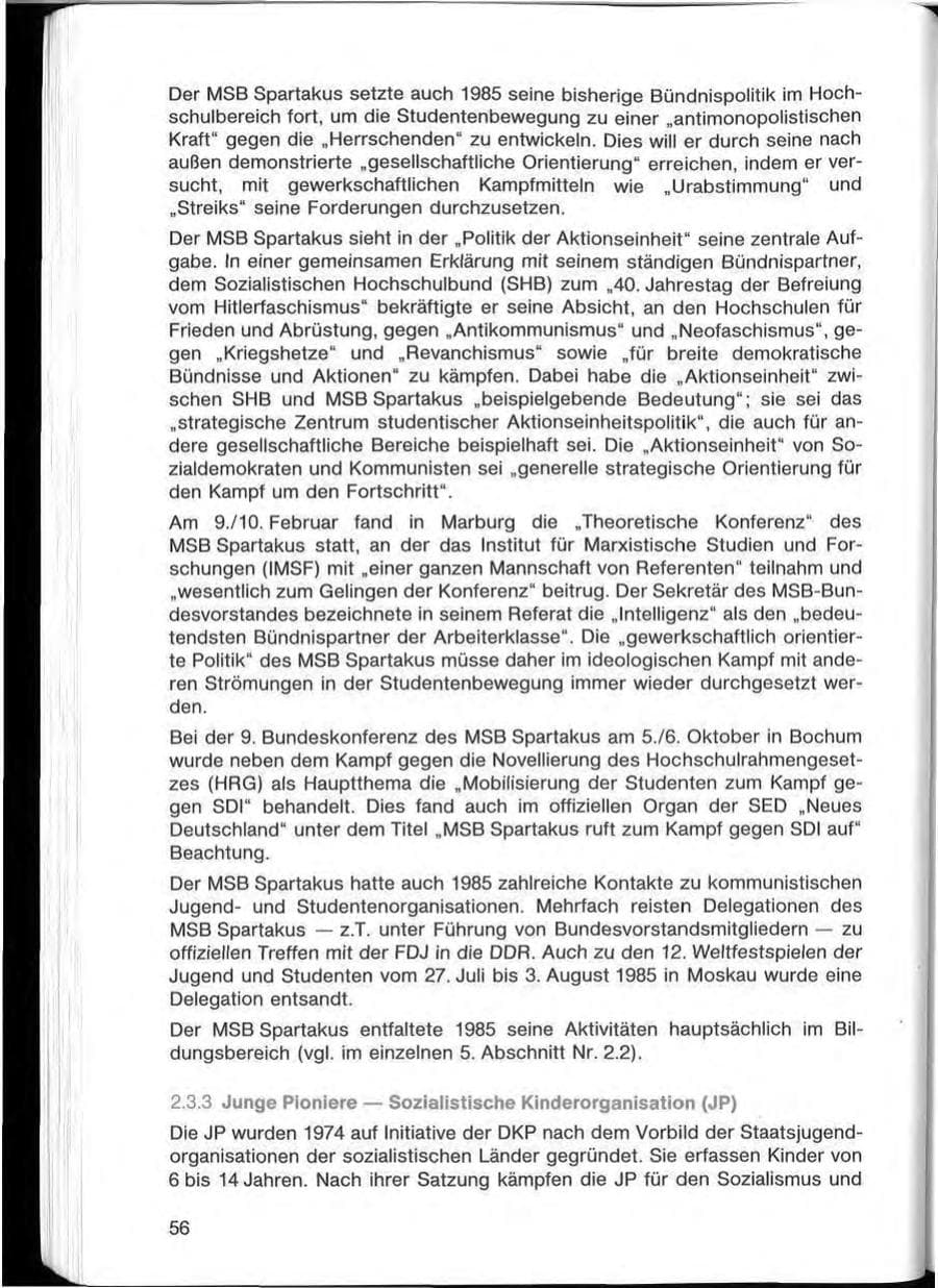 Seite 56 des Verfassungsschutzbericht 1985 Bayern