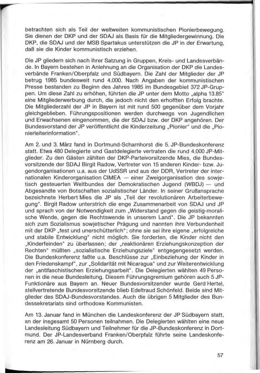 Seite 57 des Verfassungsschutzbericht 1985 Bayern
