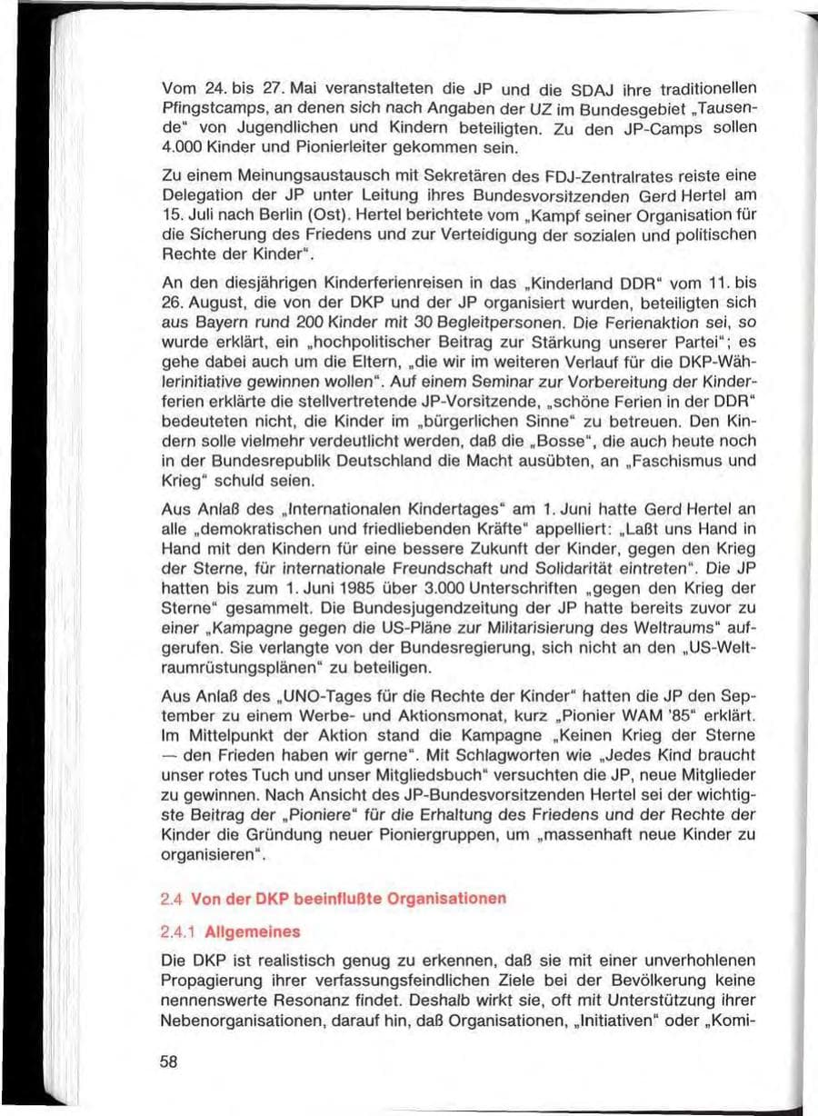 Seite 58 des Verfassungsschutzbericht 1985 Bayern