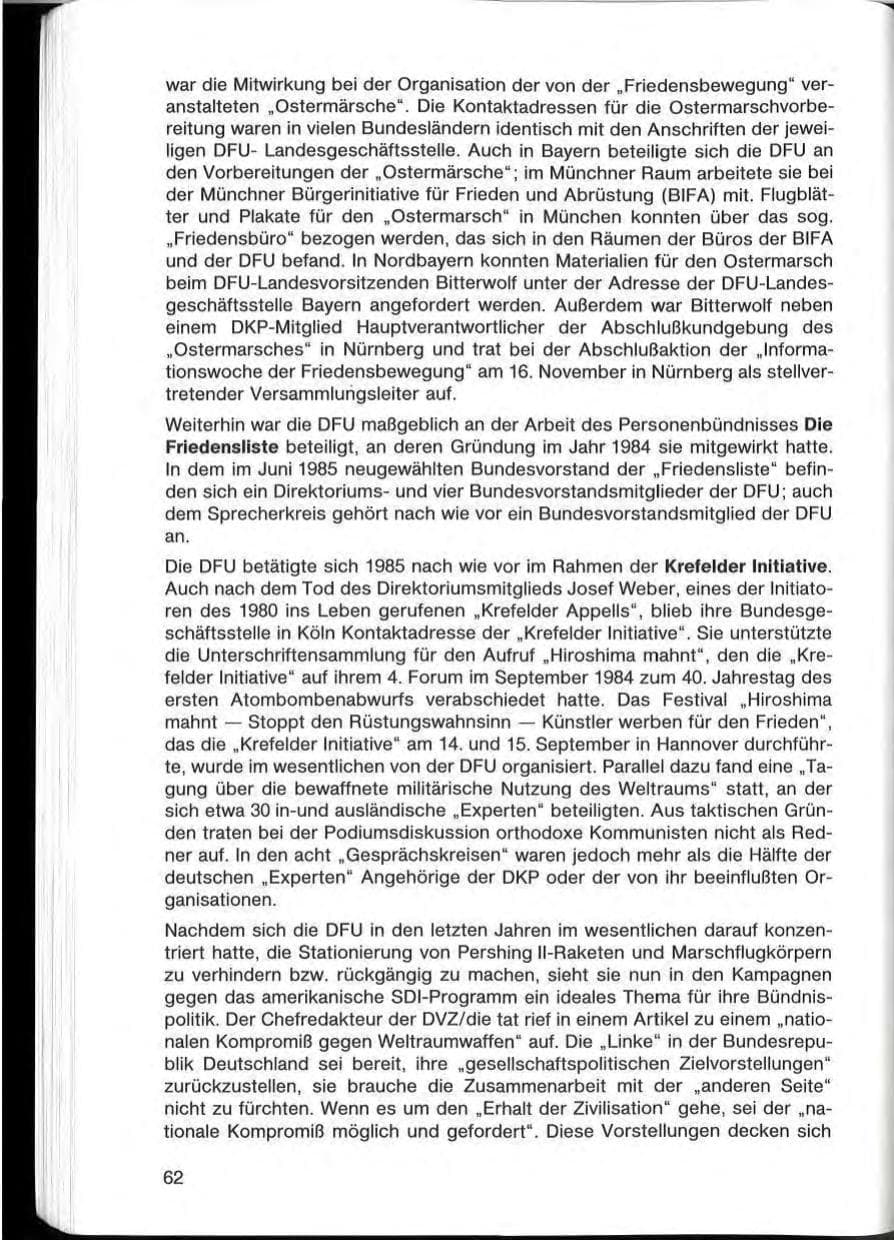Seite 62 des Verfassungsschutzbericht 1985 Bayern